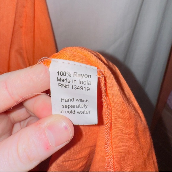 Anandas NWT Orange Sleeveless V Neck India Shift Dress size XL - Picture 6 of 6